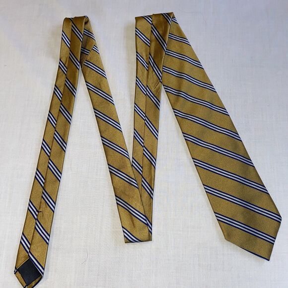 Brooks Brothers Dress Tie Men’s Size Classic 58” Gold Striped Formal Business - Picture 1 of 12